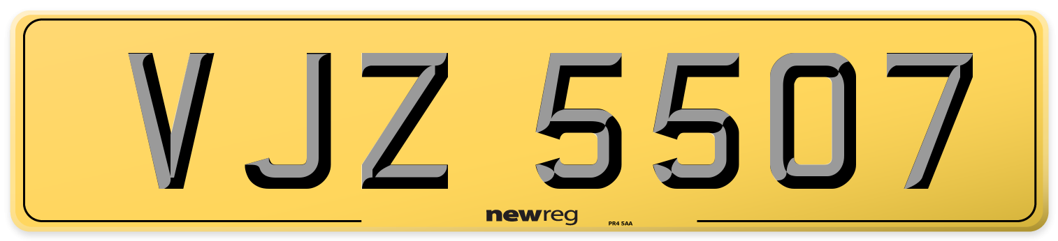 VJZ 5507 Rear Number Plate