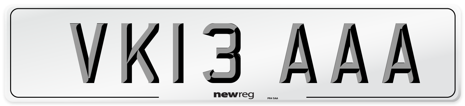 VK13 AAA Front Number Plate