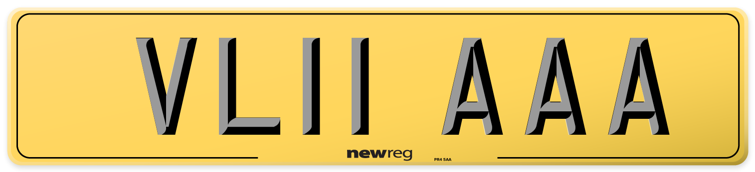 VL11 AAA Rear Number Plate