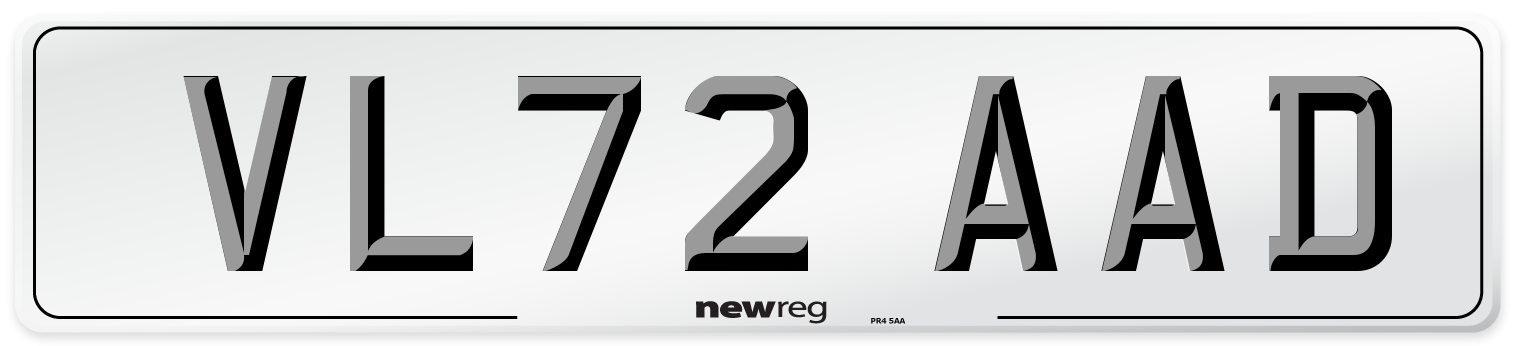 VL72 AAD Front Number Plate