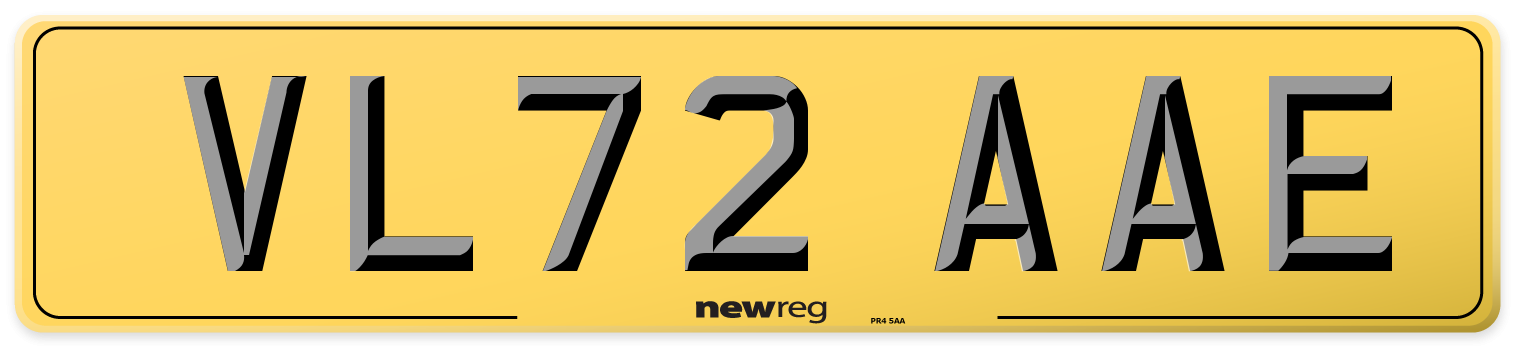 VL72 AAE Rear Number Plate