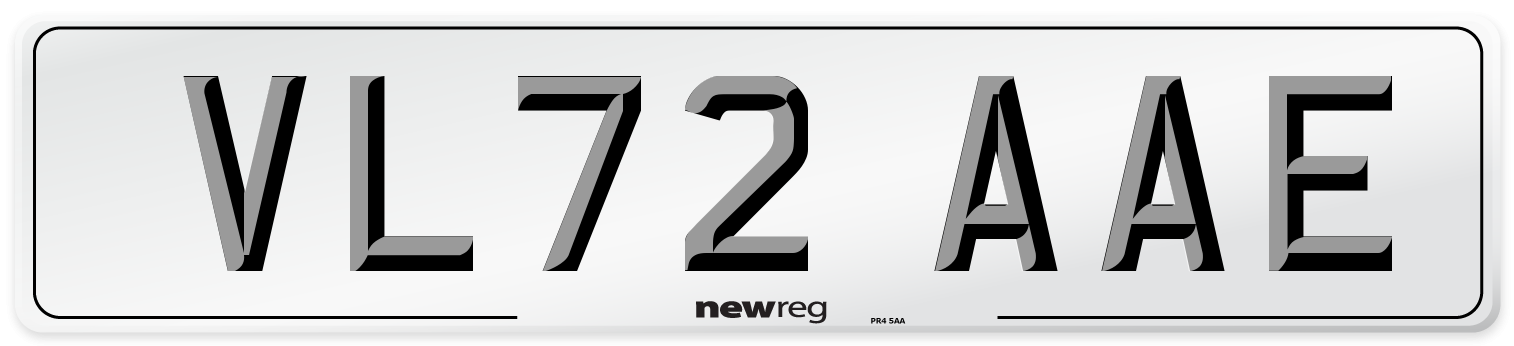 VL72 AAE Front Number Plate