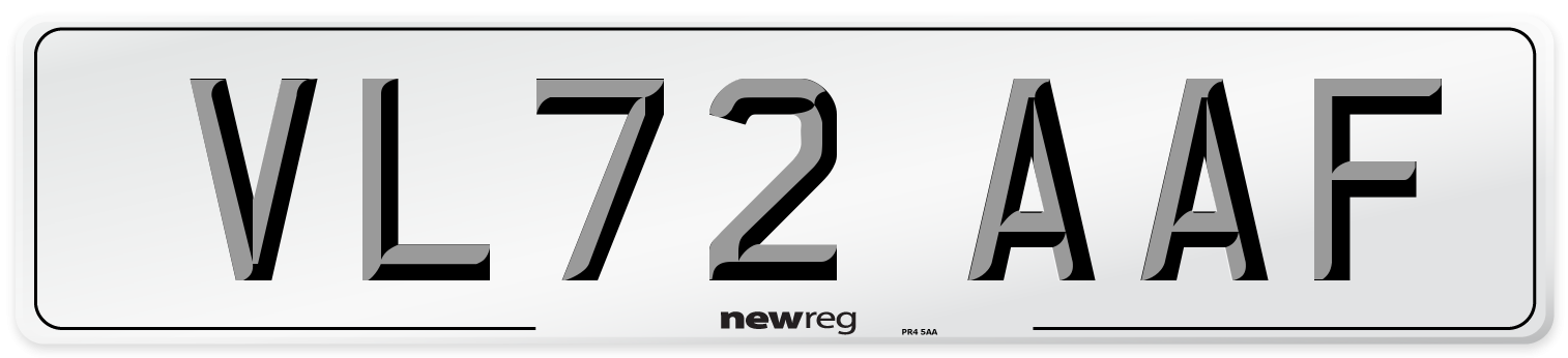 VL72 AAF Front Number Plate