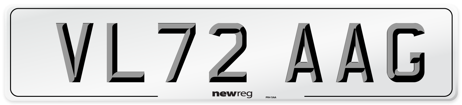 VL72 AAG Front Number Plate