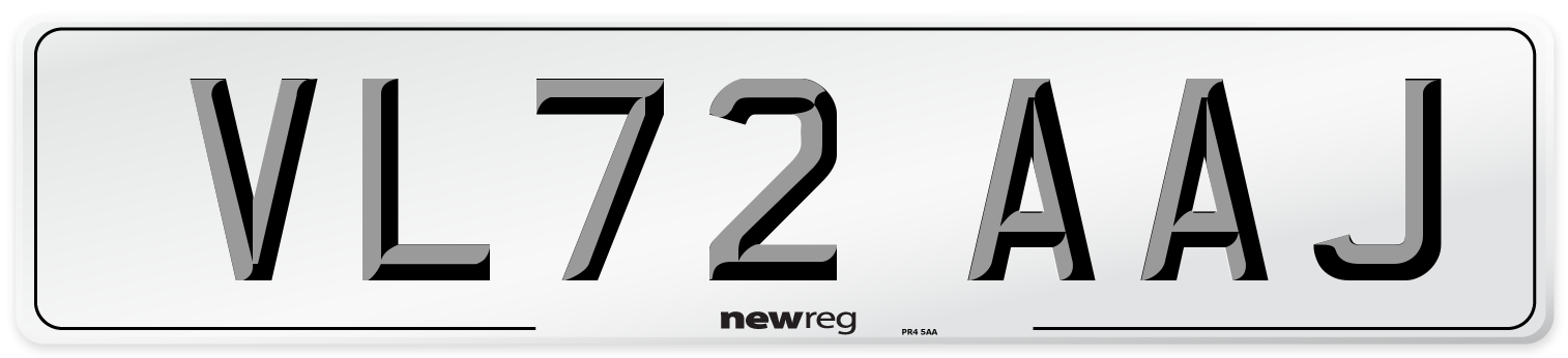 VL72 AAJ Front Number Plate