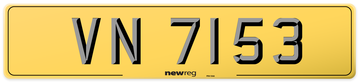 VN 7153 Rear Number Plate