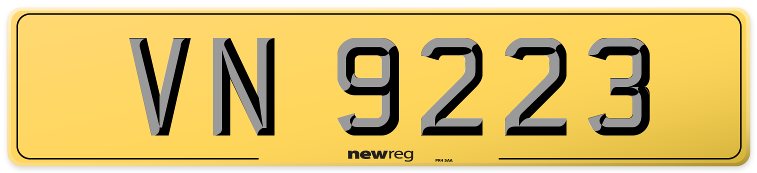 VN 9223 Rear Number Plate