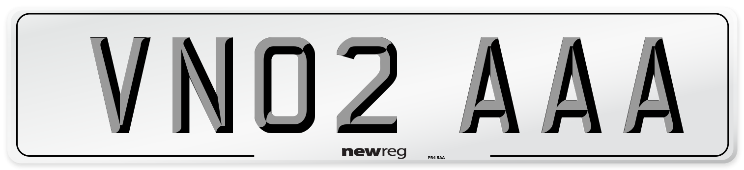 VN02 AAA Front Number Plate