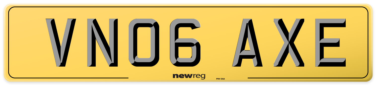 VN06 AXE Rear Number Plate