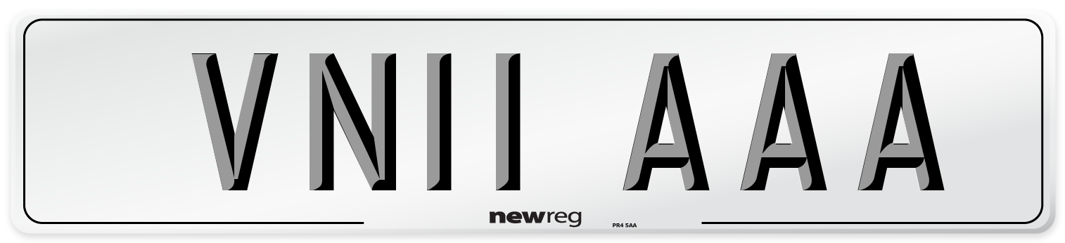 VN11 AAA Front Number Plate