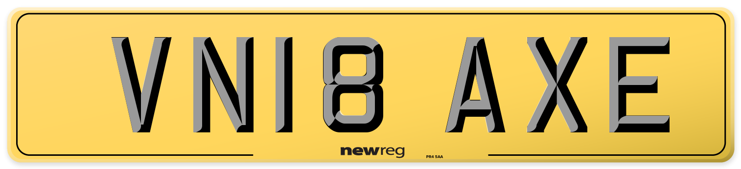 VN18 AXE Rear Number Plate