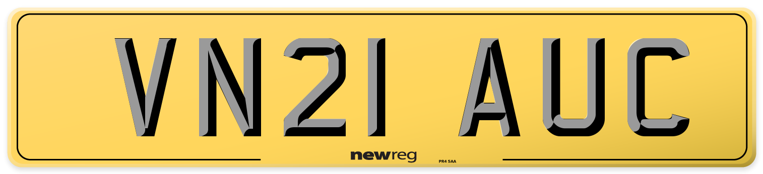 VN21 AUC Rear Number Plate