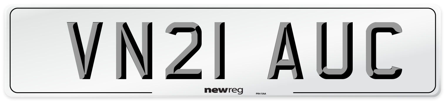 VN21 AUC Front Number Plate