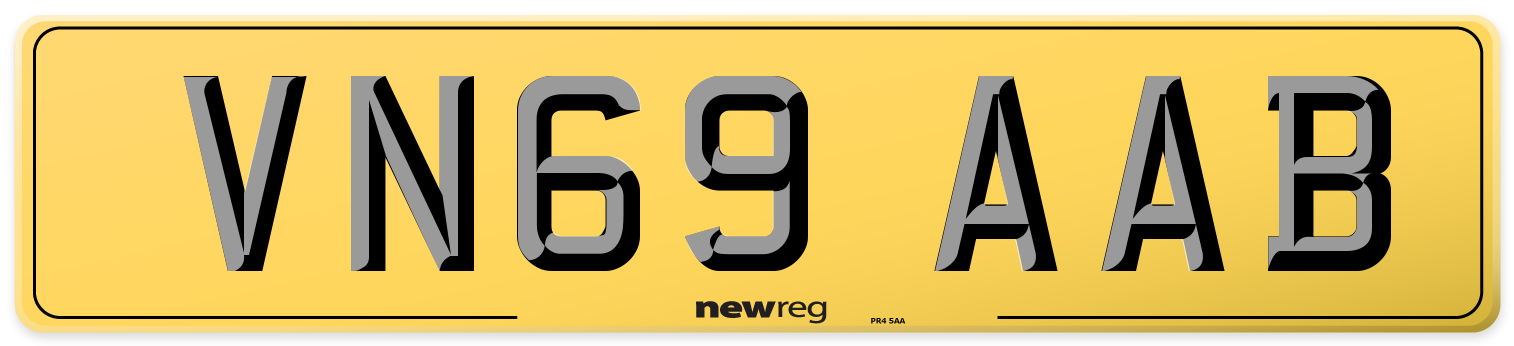 VN69 AAB Rear Number Plate