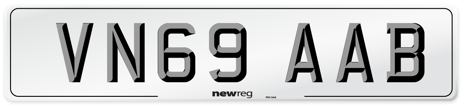 VN69 AAB Front Number Plate