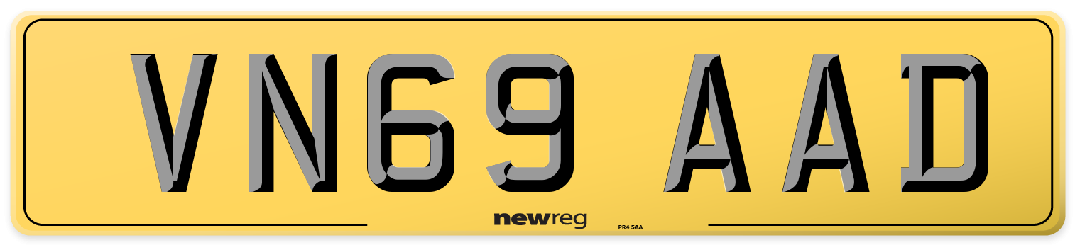 VN69 AAD Rear Number Plate