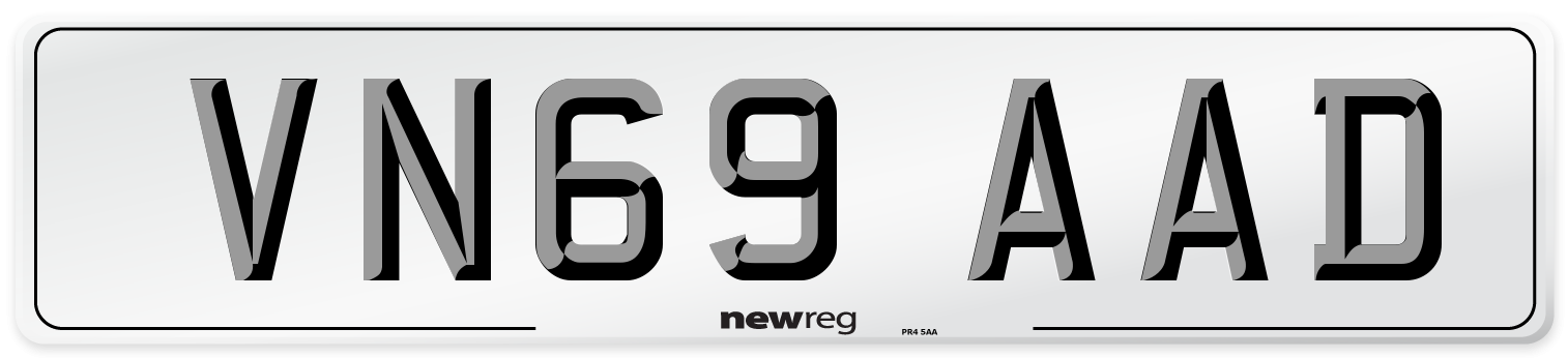VN69 AAD Front Number Plate