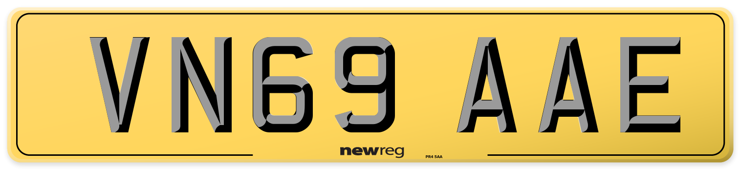 VN69 AAE Rear Number Plate