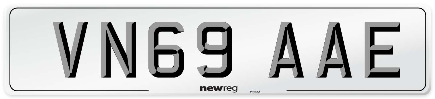 VN69 AAE Front Number Plate