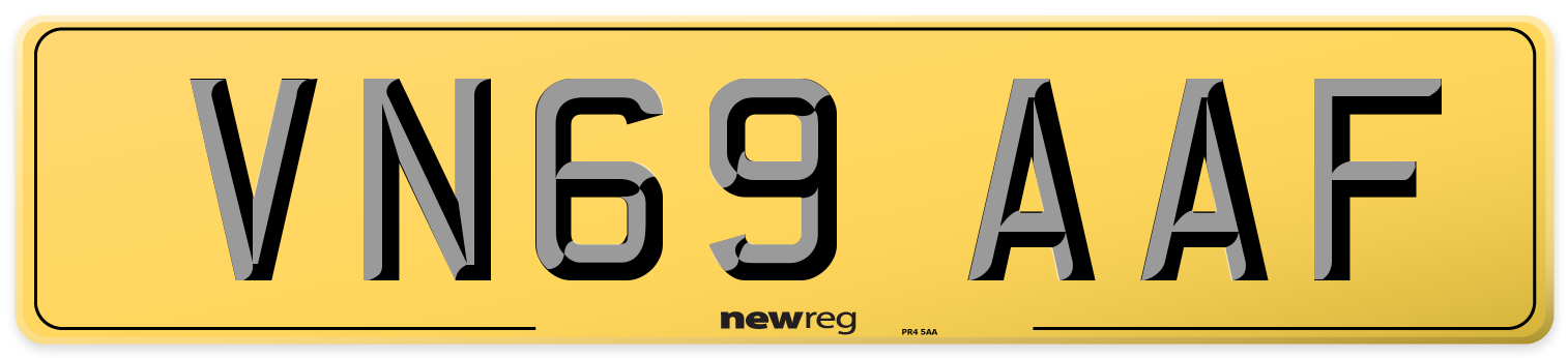 VN69 AAF Rear Number Plate