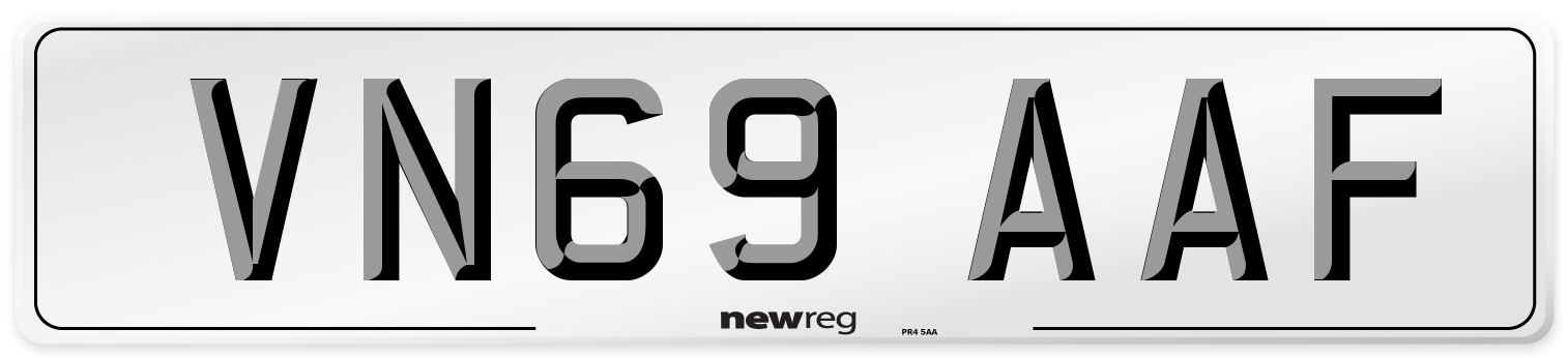 VN69 AAF Front Number Plate