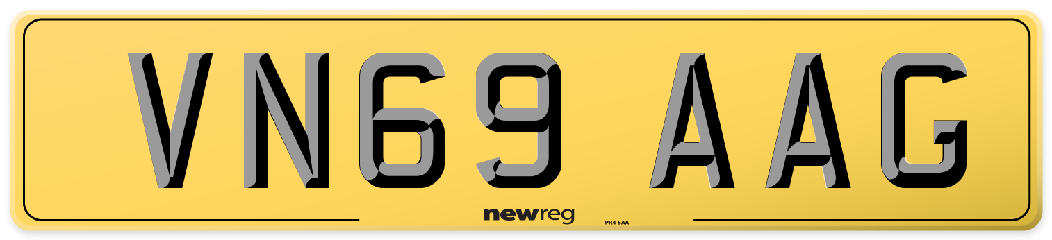 VN69 AAG Rear Number Plate