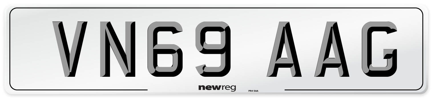 VN69 AAG Front Number Plate
