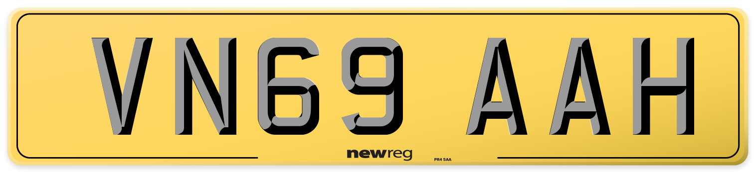 VN69 AAH Rear Number Plate