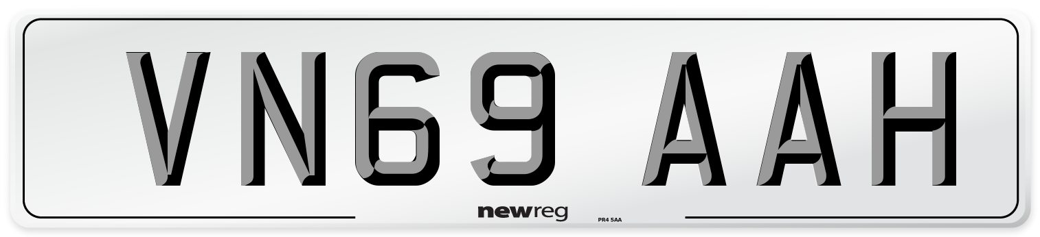 VN69 AAH Front Number Plate