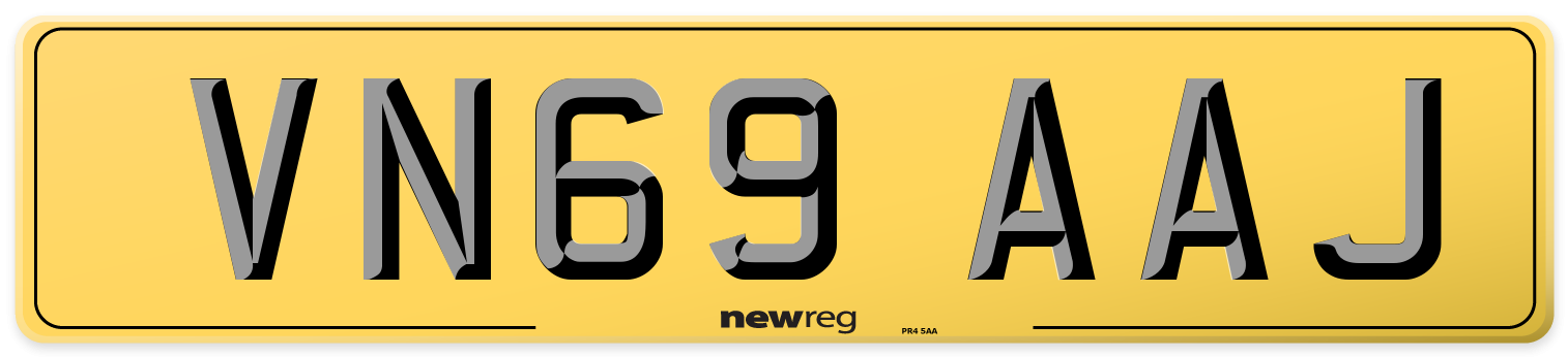 VN69 AAJ Rear Number Plate