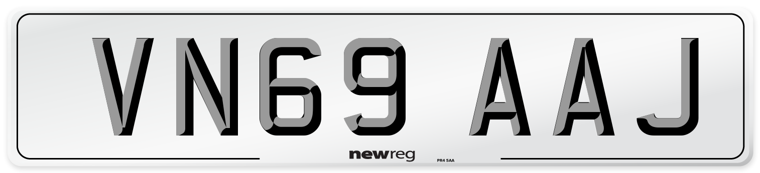 VN69 AAJ Front Number Plate
