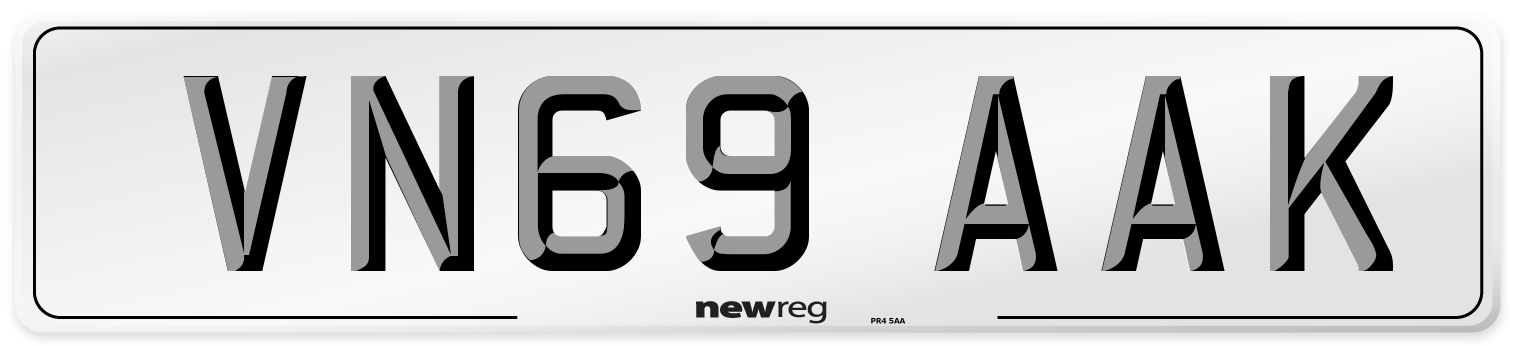 VN69 AAK Front Number Plate
