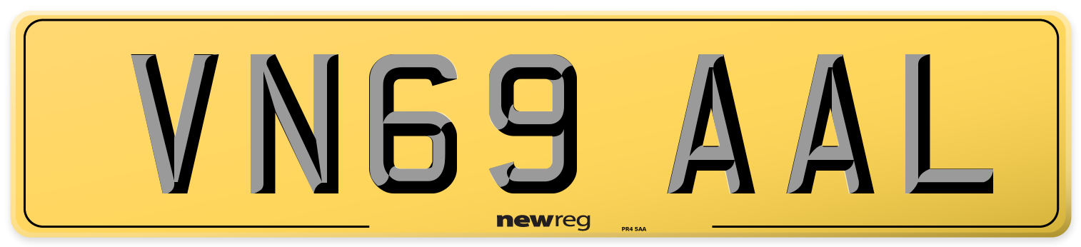 VN69 AAL Rear Number Plate
