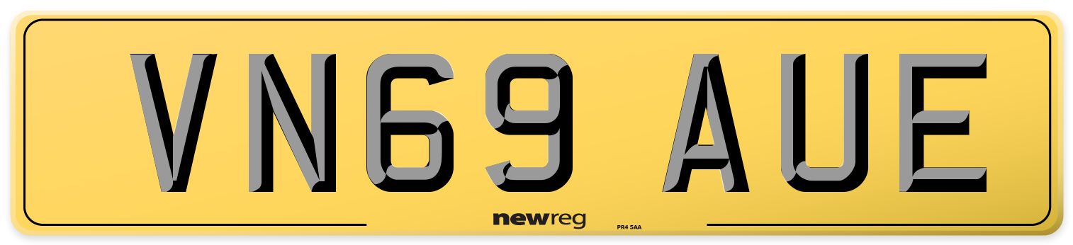 VN69 AUE Rear Number Plate