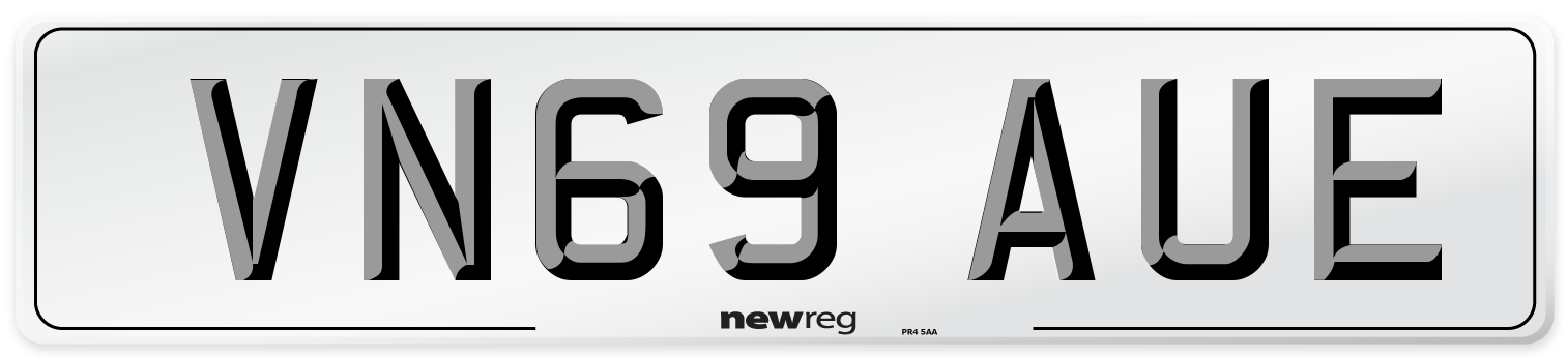 VN69 AUE Front Number Plate