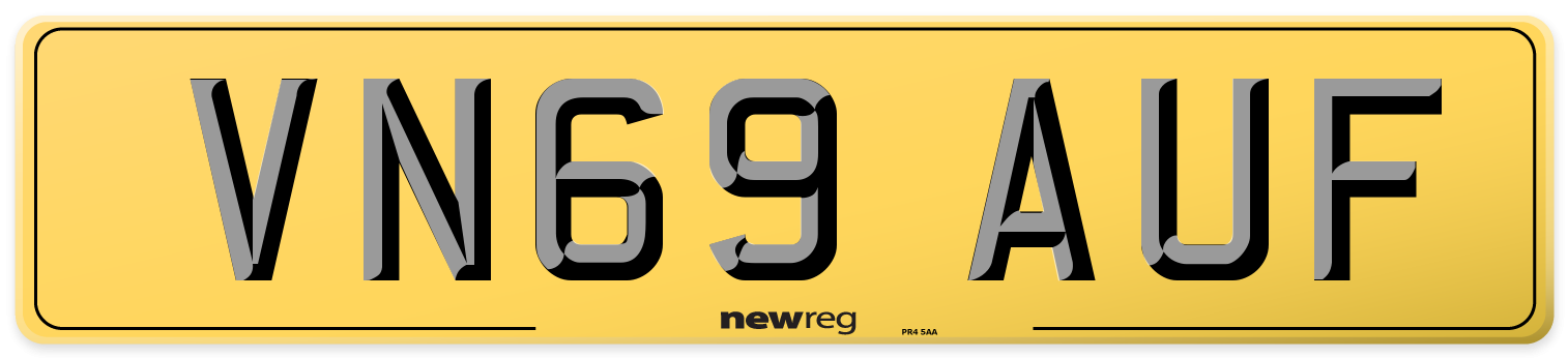 VN69 AUF Rear Number Plate