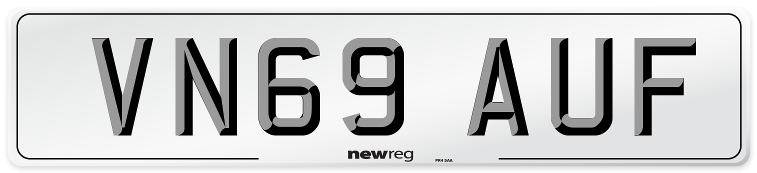 VN69 AUF Front Number Plate