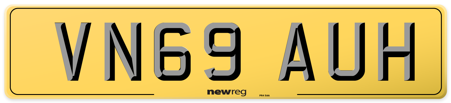 VN69 AUH Rear Number Plate