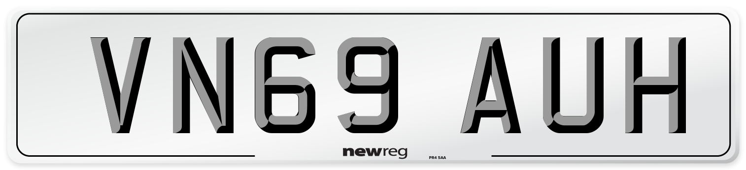 VN69 AUH Front Number Plate