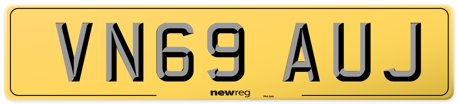 VN69 AUJ Rear Number Plate