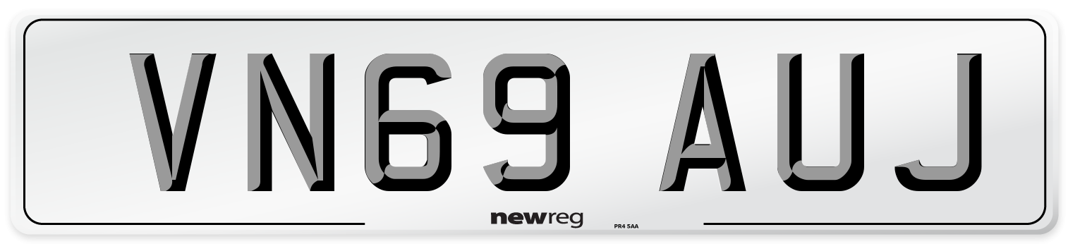 VN69 AUJ Front Number Plate