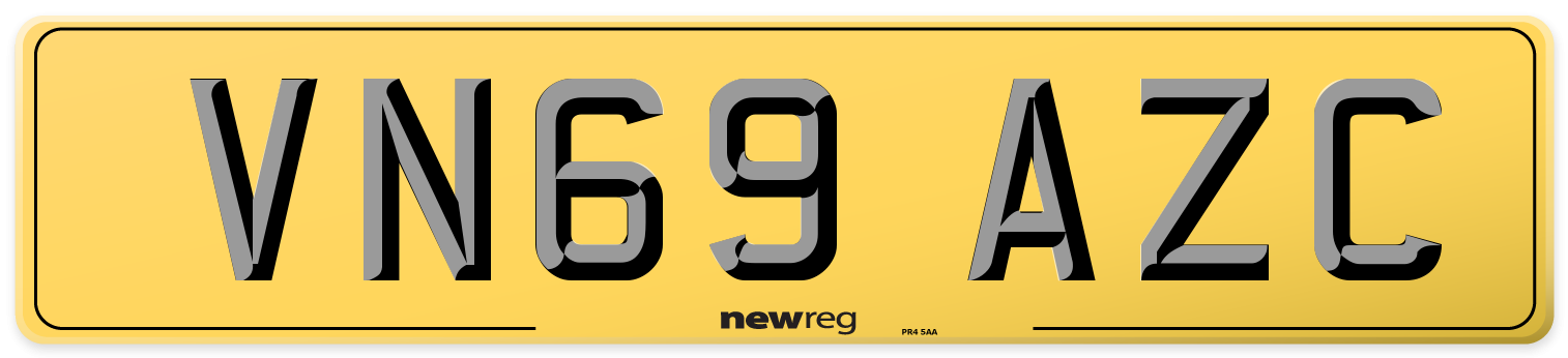 VN69 AZC Rear Number Plate