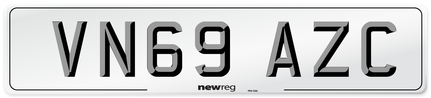 VN69 AZC Front Number Plate