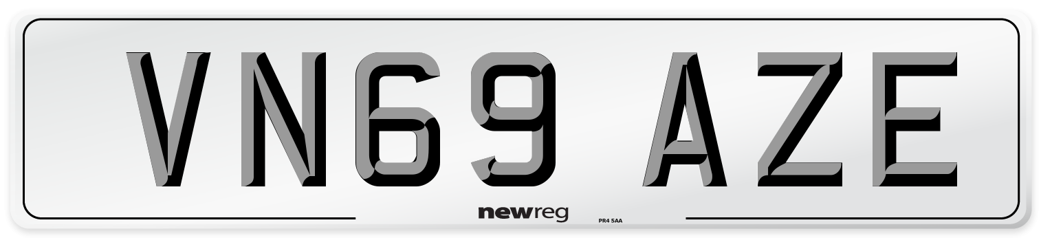 VN69 AZE Front Number Plate