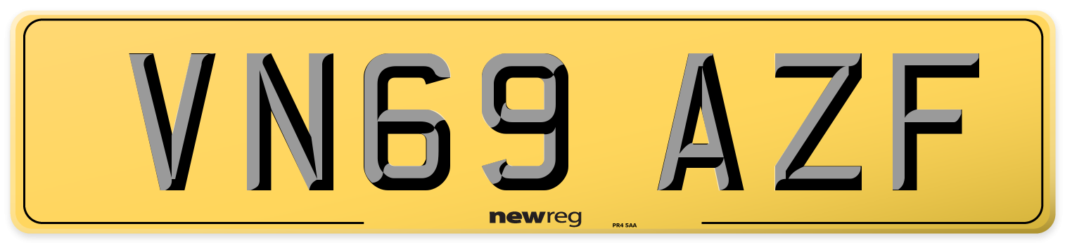 VN69 AZF Rear Number Plate