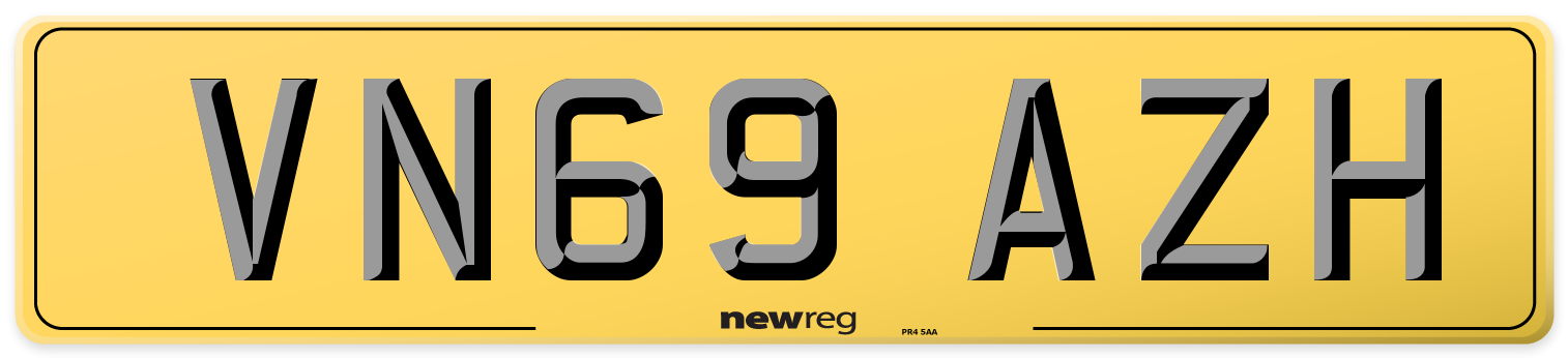 VN69 AZH Rear Number Plate