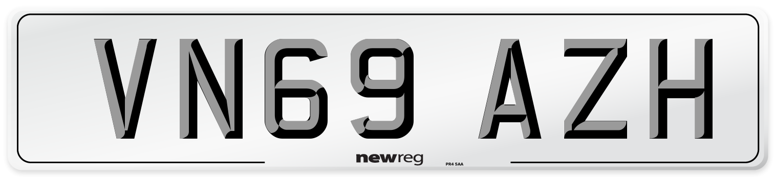 VN69 AZH Front Number Plate