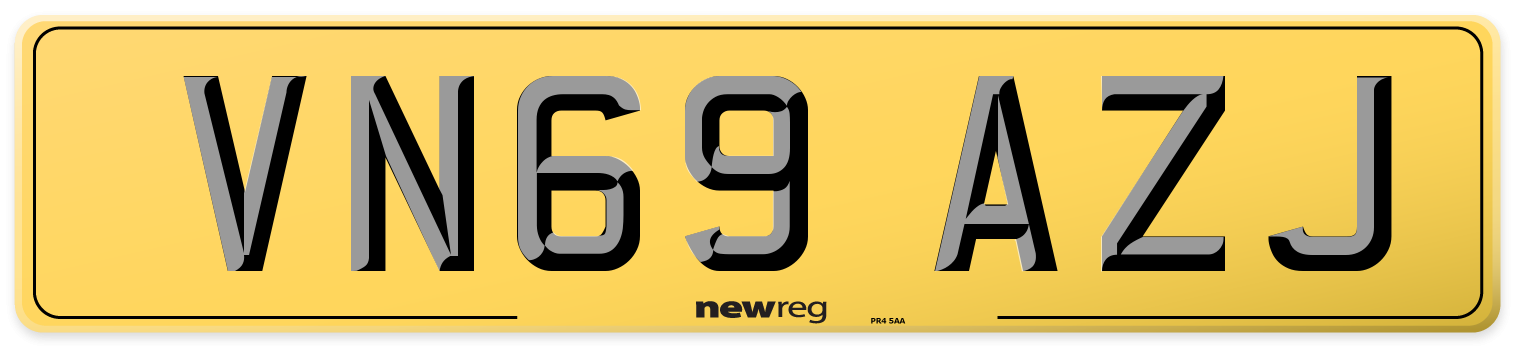 VN69 AZJ Rear Number Plate