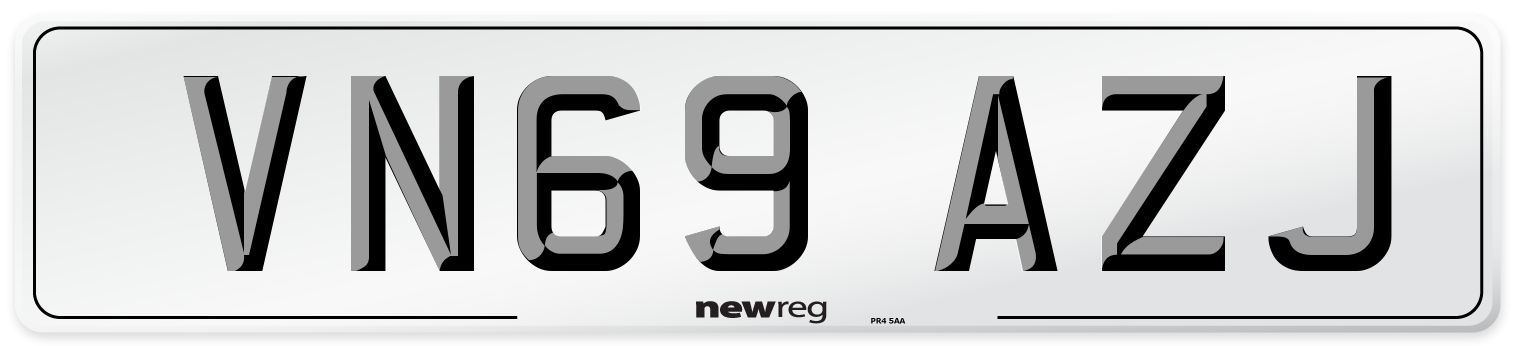 VN69 AZJ Front Number Plate