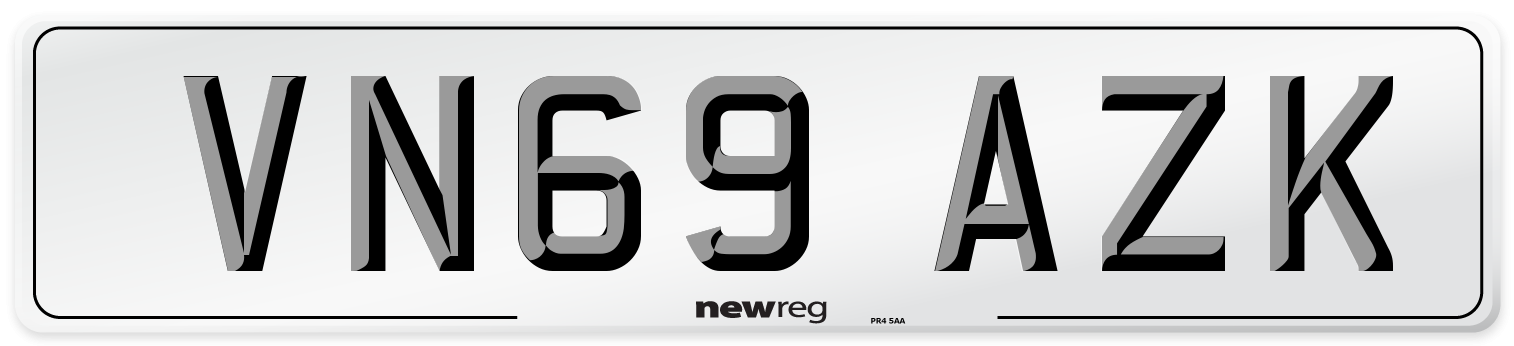 VN69 AZK Front Number Plate